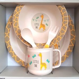 GIRAFFE & BUTTERFLY 5 PIECE BAMBOO DINNERWARE SET